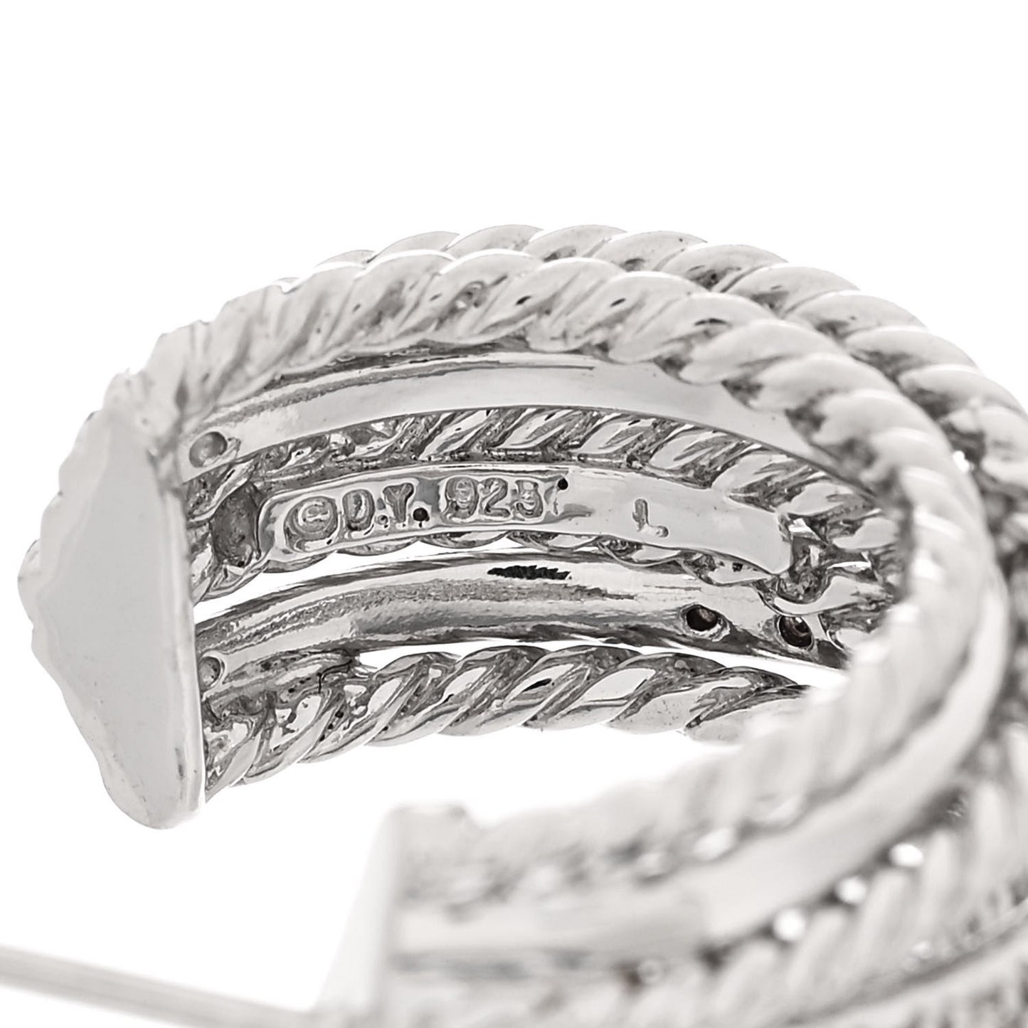 Sterling Silver Diamond 11mm Crossover Cable Hoop Earrings