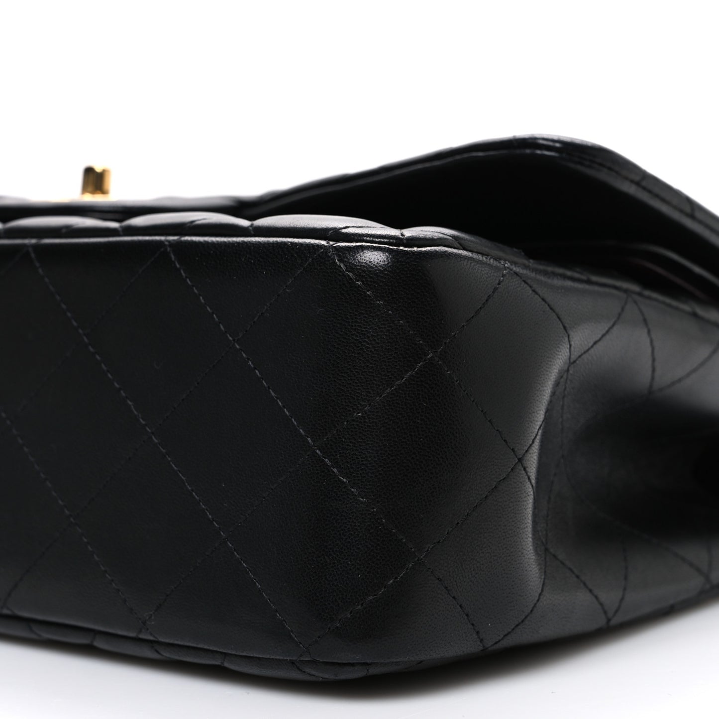 Lambskin Quilted Jumbo Double Flap Black