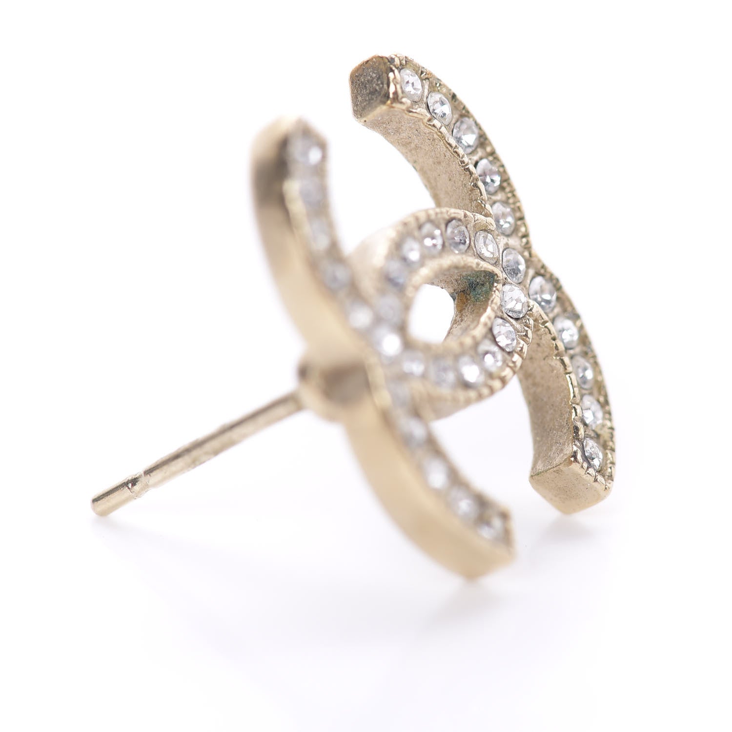 Chanel Crystal CC Earrings Gold 5 of 7