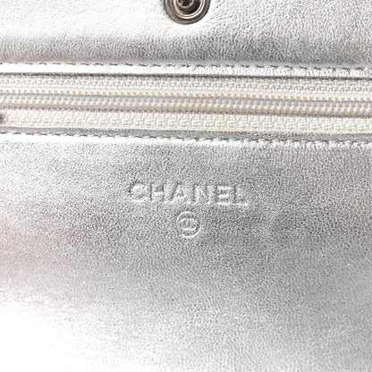 Chanel Metallic Lambskin Quilted Wallet On Chain WOC Silver 6 of 11