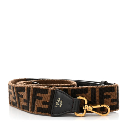 Fendi Ribbon Vitello Century FF 1974 Flat Studded Strap You Fango Marrone Ebano 1 of 5