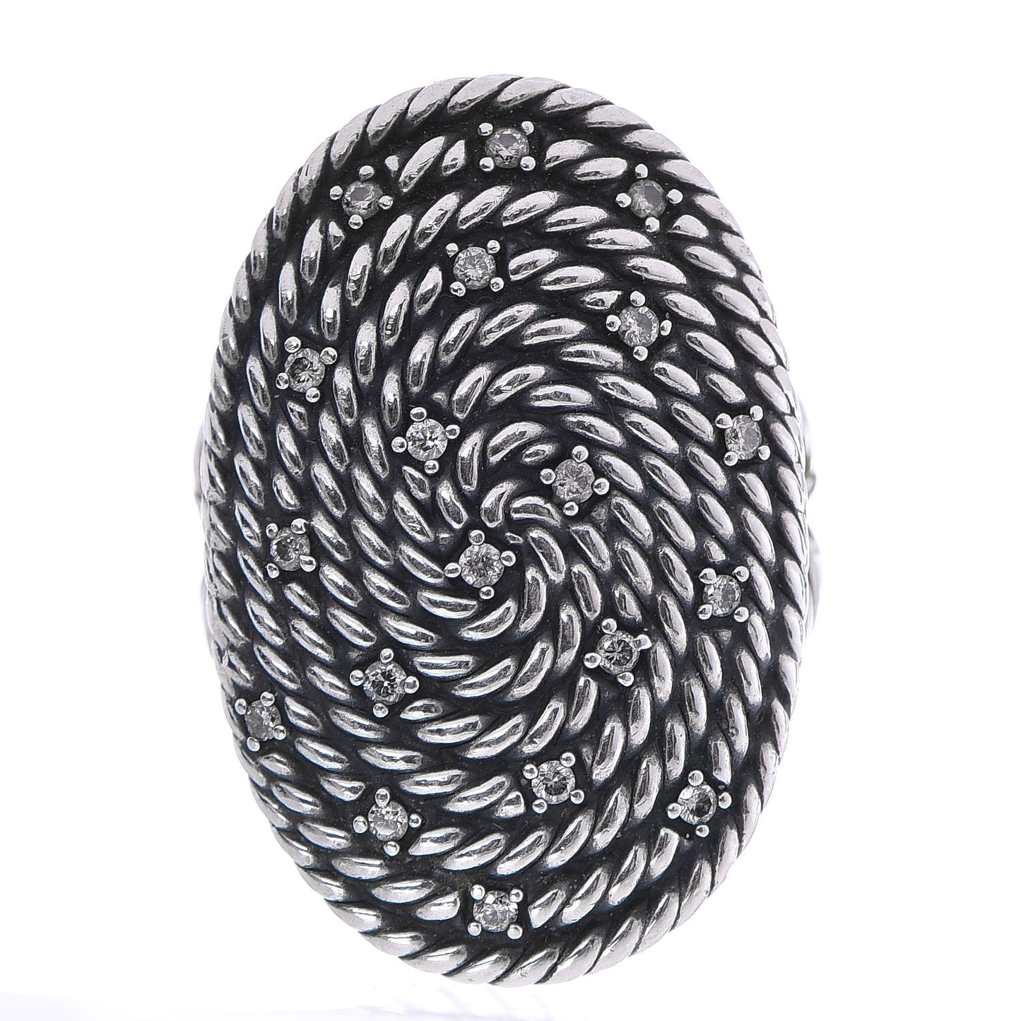 Sterling Silver Diamond Cable Coil Ring 58.5 8.5
