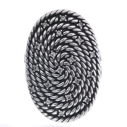 David Yurman Sterling Silver Diamond Cable Coil Ring 58.5 8.5 1 of 4
