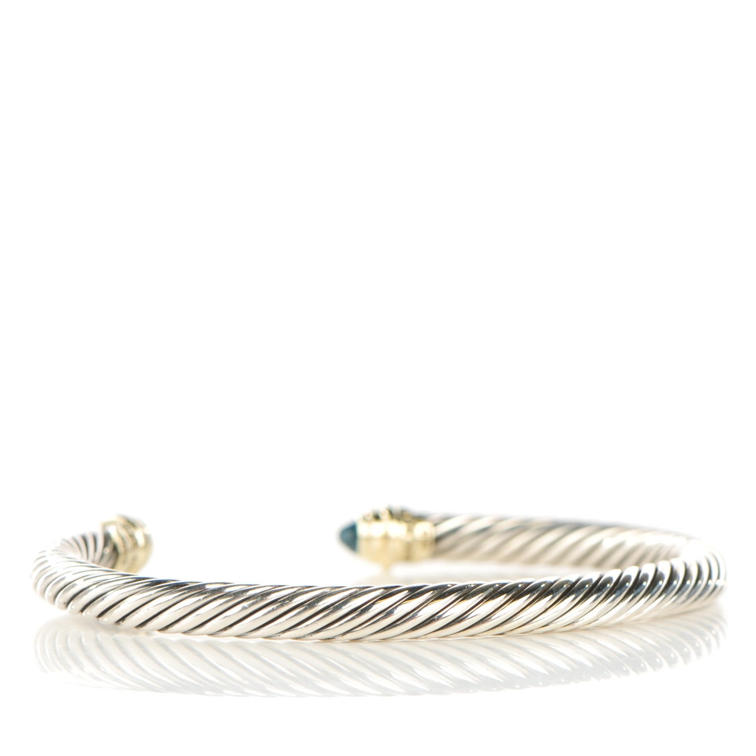 David Yurman Sterling Silver 14K Yellow Gold Blue Topaz 5mm Cable Classics Petite Color Bracelet 3 of 5
