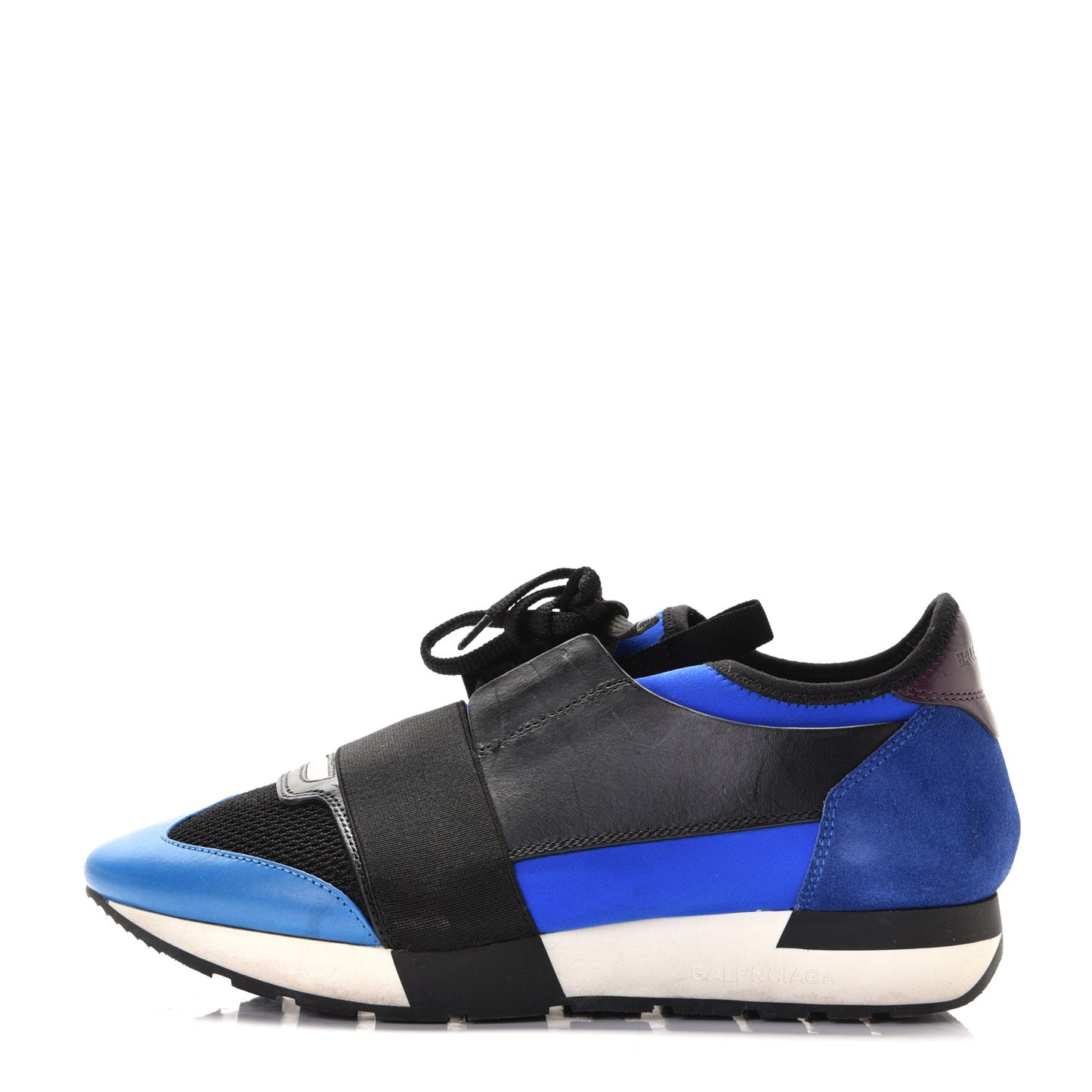 Mesh Neoprene Calfskin Suede Mens Race Runner Sneakers 39 Black Bleu Saphir