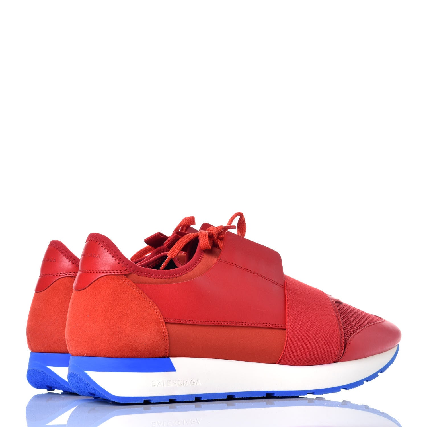 Balenciaga Mesh Calfskin Neoprene Suede Mens Race Runner Sneakers 44 Rouge 4 of 8