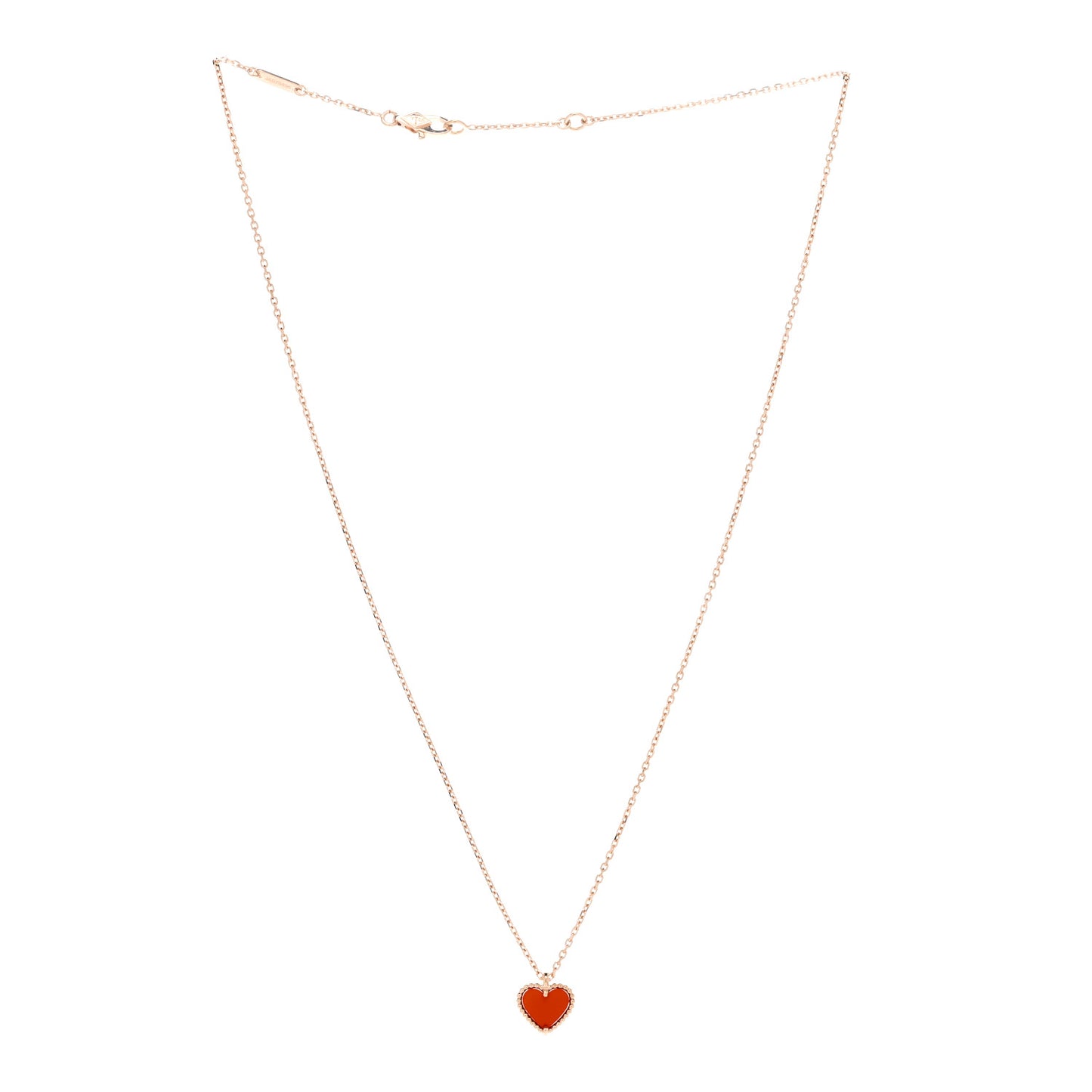18K Rose Gold Carnelian Sweet Alhambra Heart Pendant Necklace