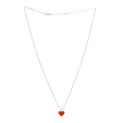 Van Cleef & Arpels 18K Rose Gold Carnelian Sweet Alhambra Heart Pendant Necklace 3 of 6