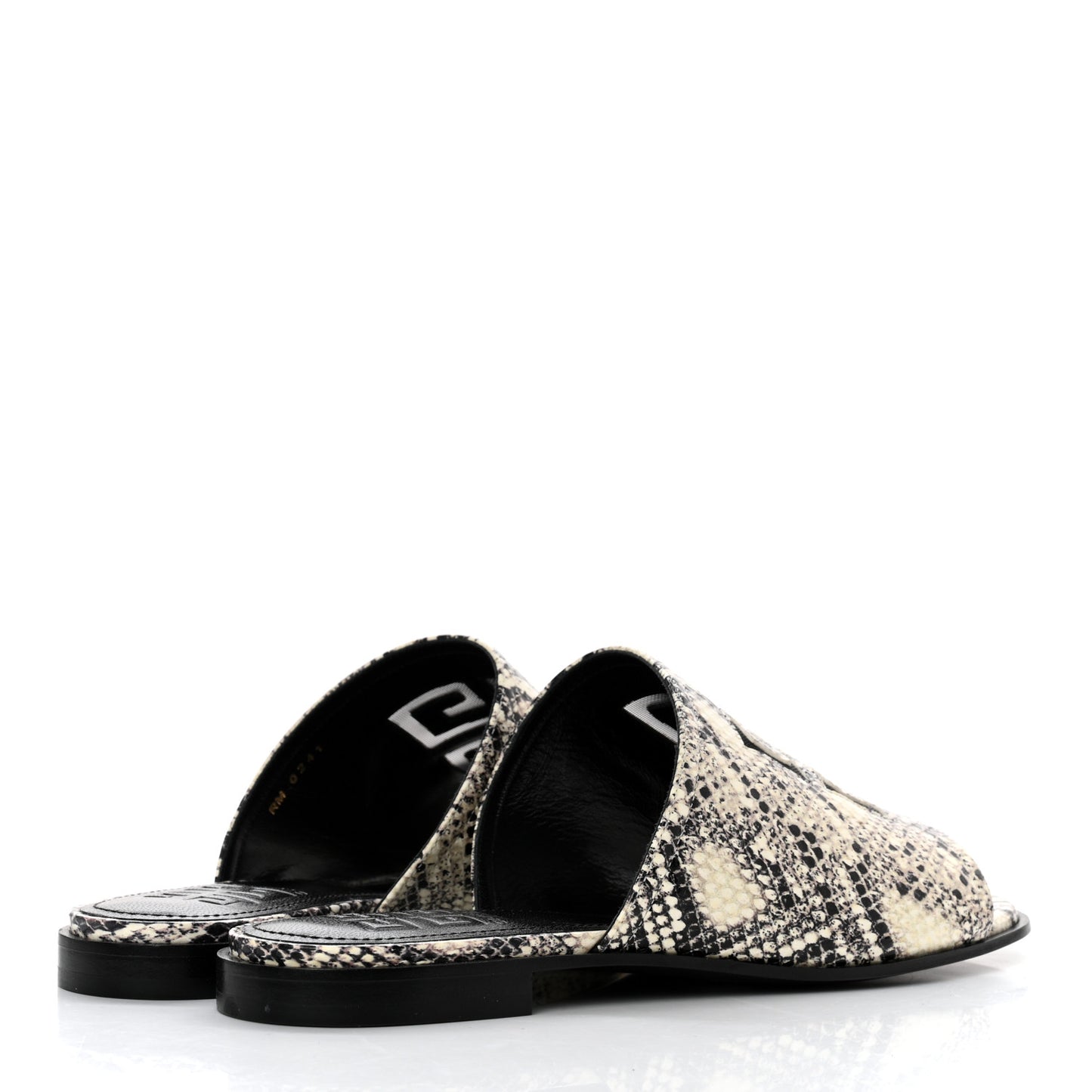 Calfskin Python Print 4G Flat Sandals 38.5 Stone Grey