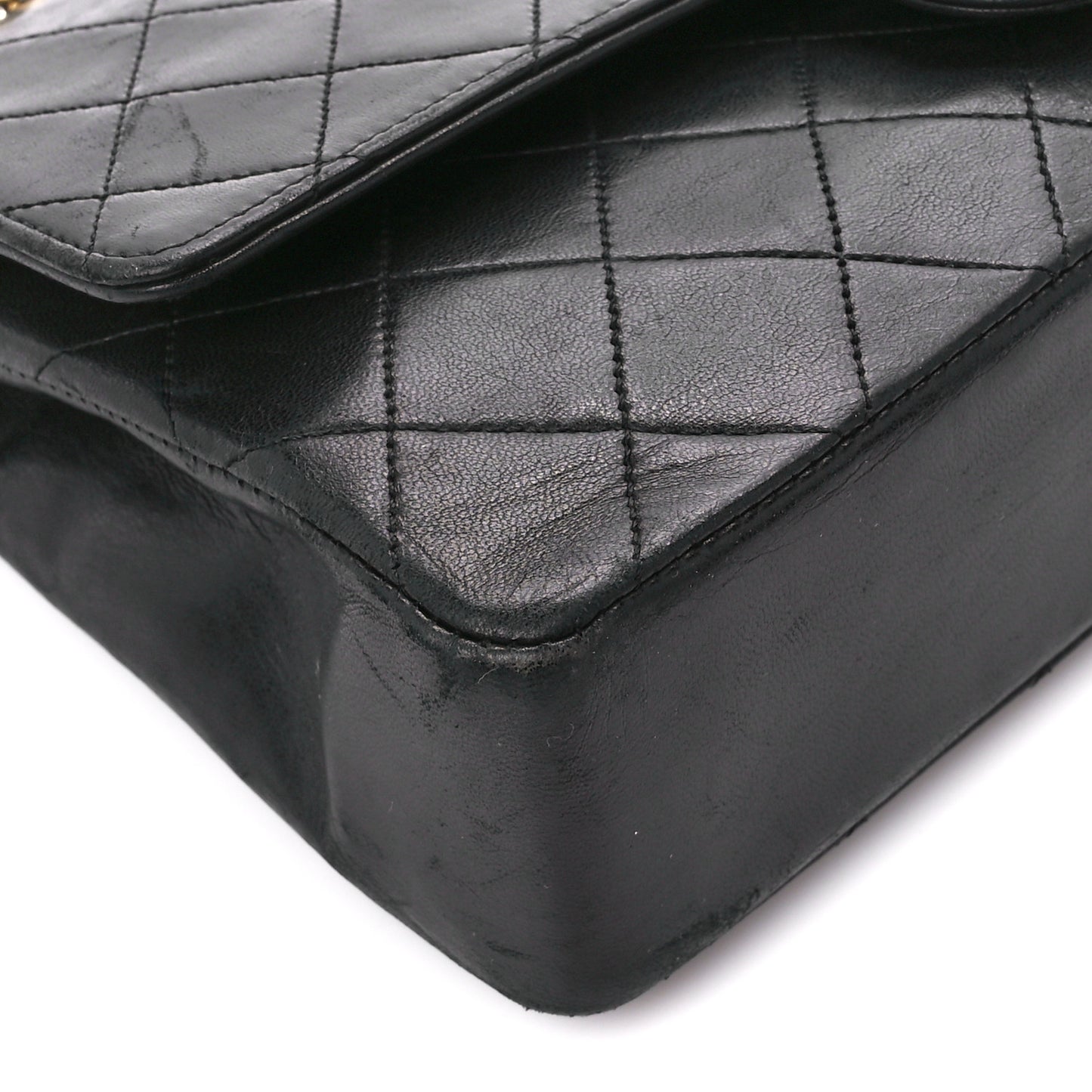 Lambskin Quilted Medium Double Flap Black