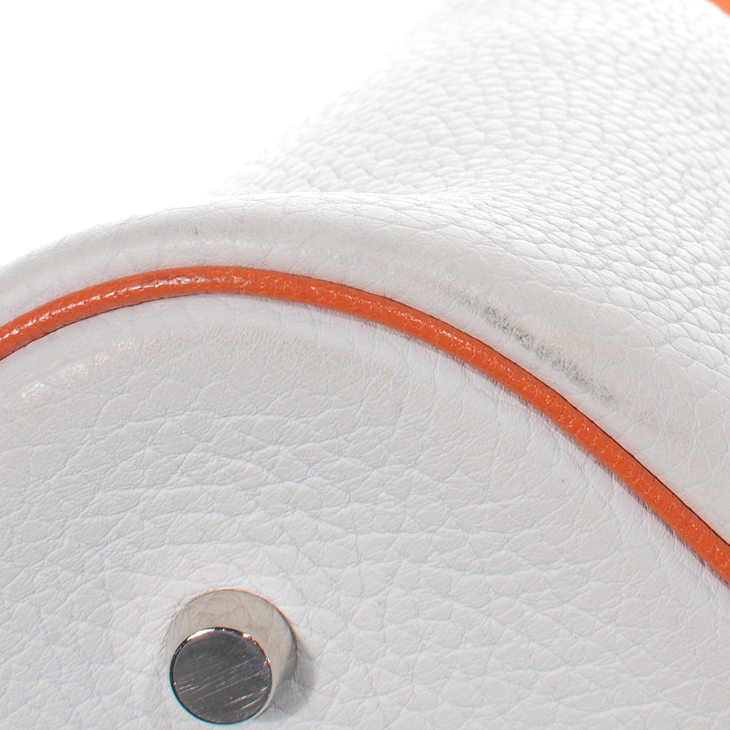 Hermes Taurillon Clemence Picotin TGM White Orange 4 of 8