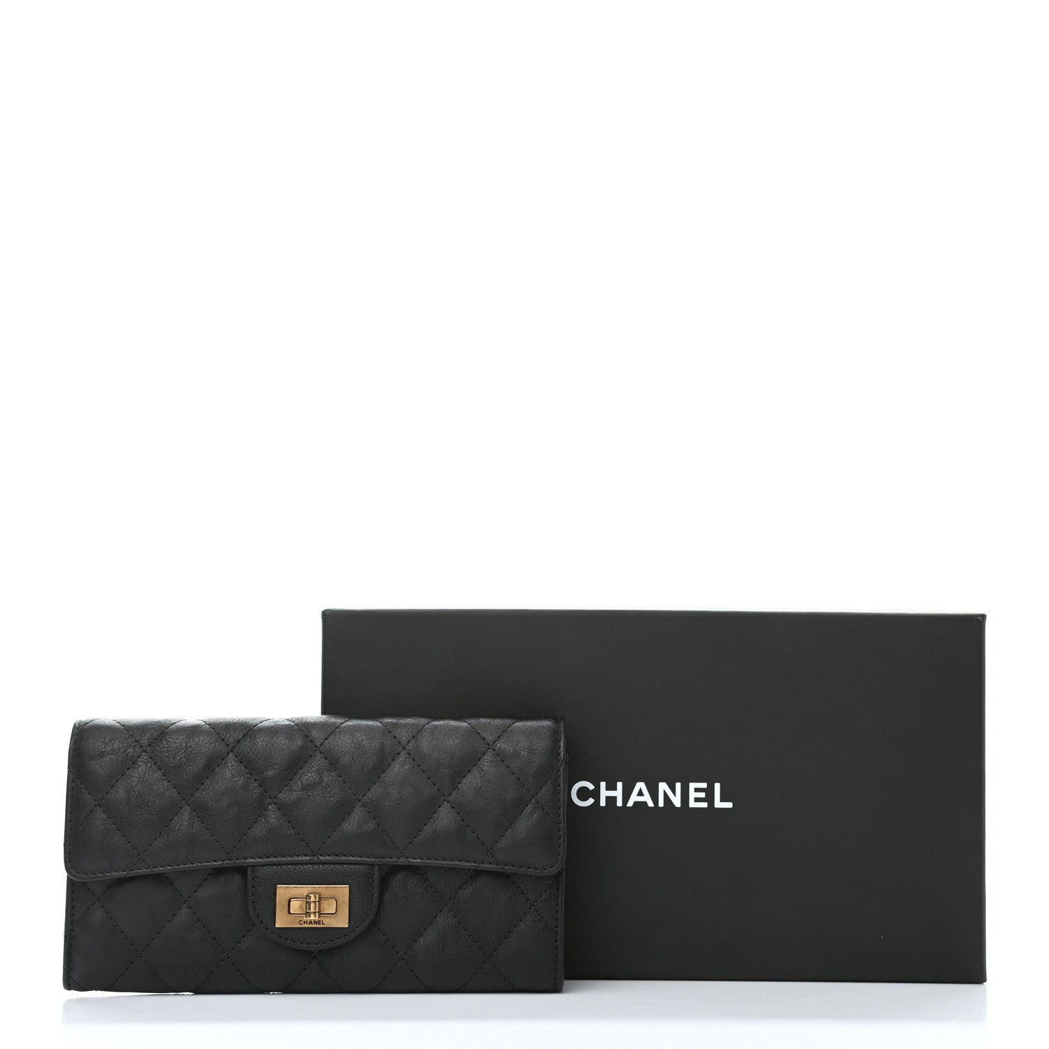 Chanel Crumpled Calfskin Quilted Large Reissue Gusset Flap Wallet Black 9 of 9
