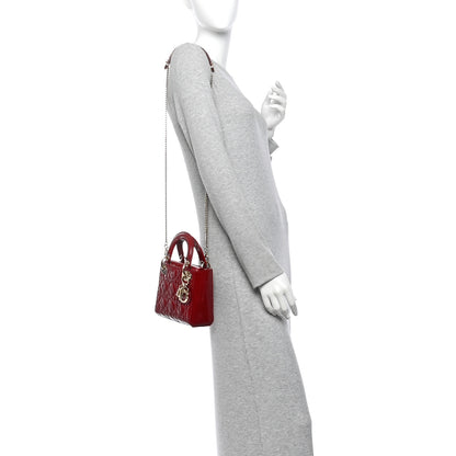 Christian Dior Patent Cannage Mini Lady Dior Red 2 of 13