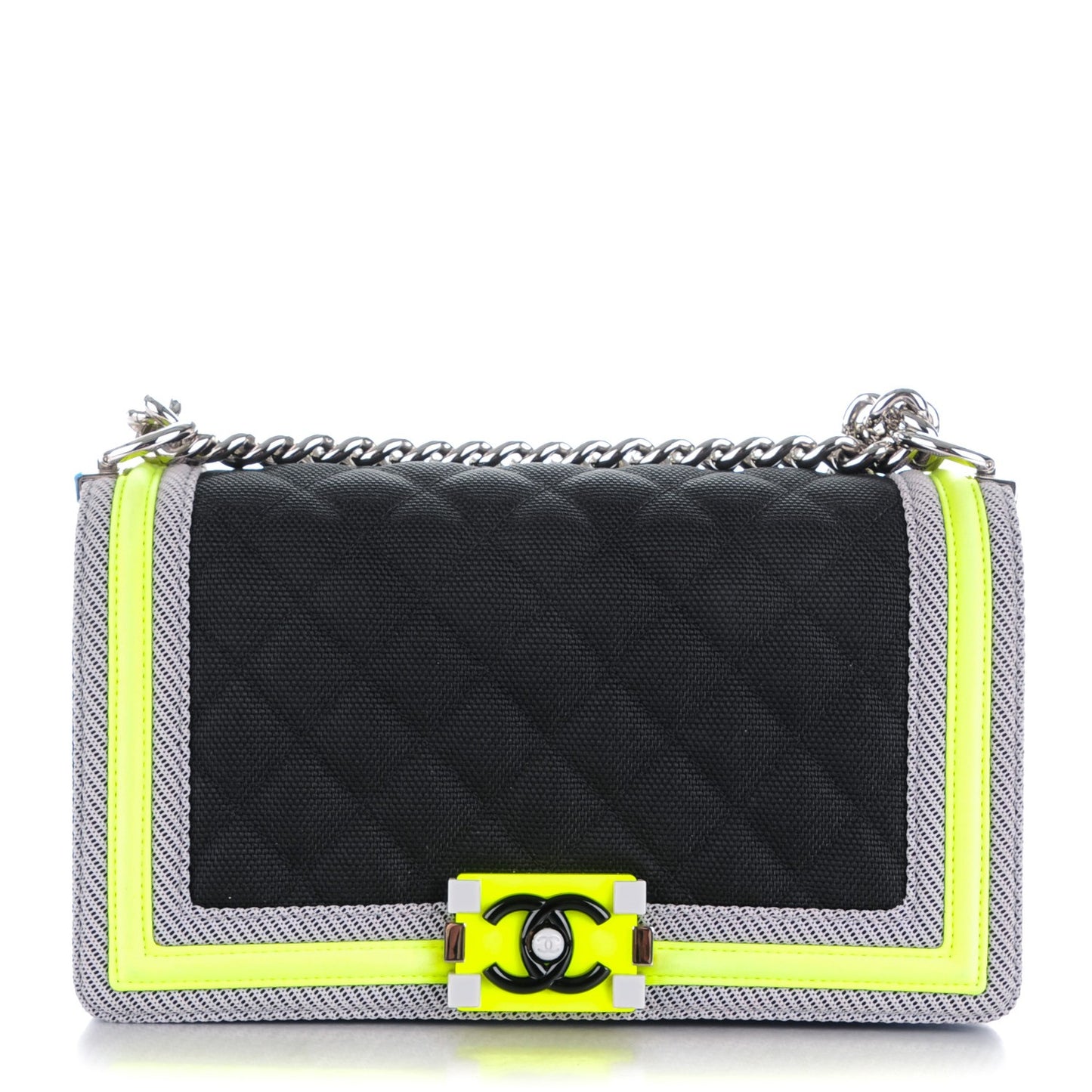 Canvas Quilted Medium Fluo Boy Flap Black Grey Yellow