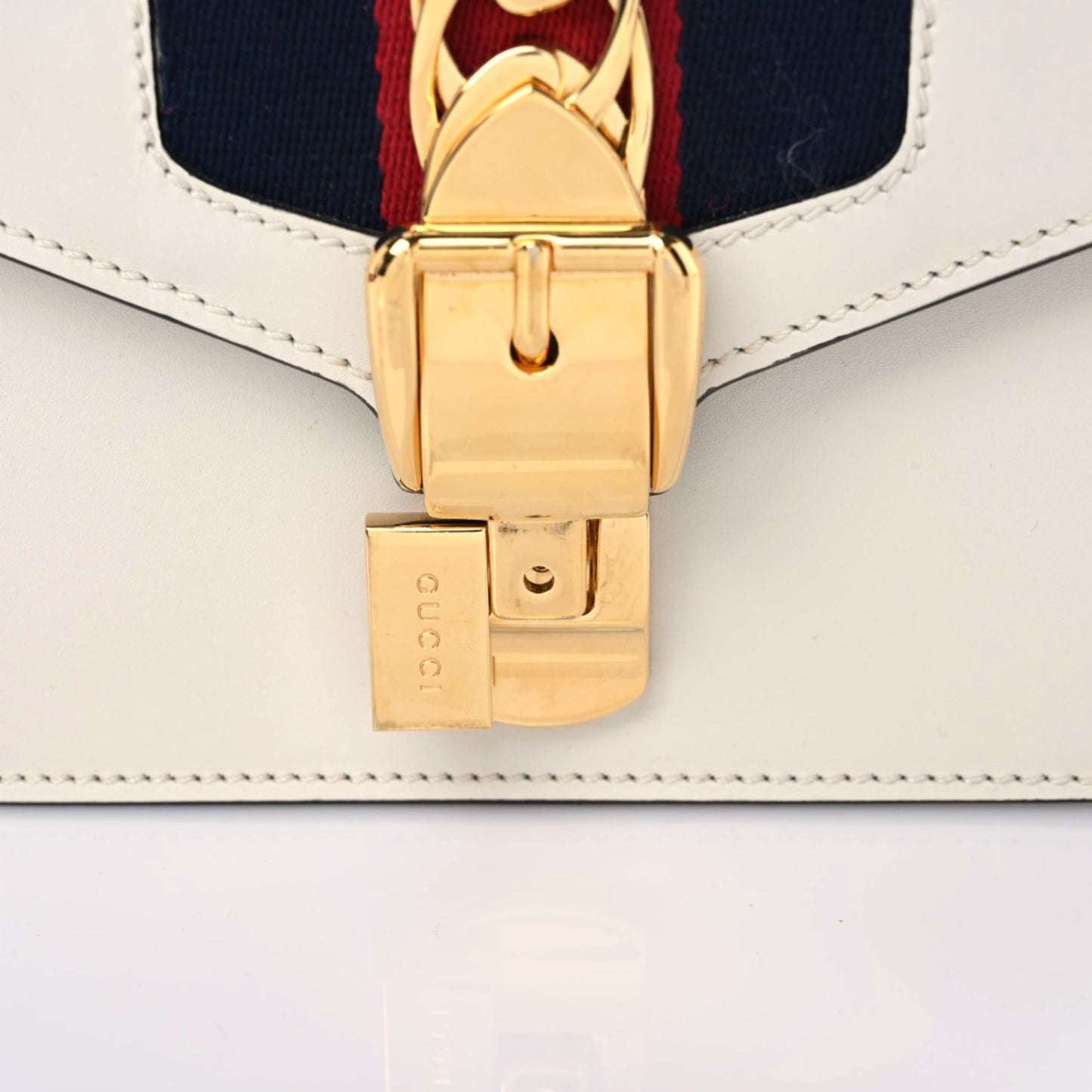 Calfskin Mini Sylvie Chain Shoulder Bag White