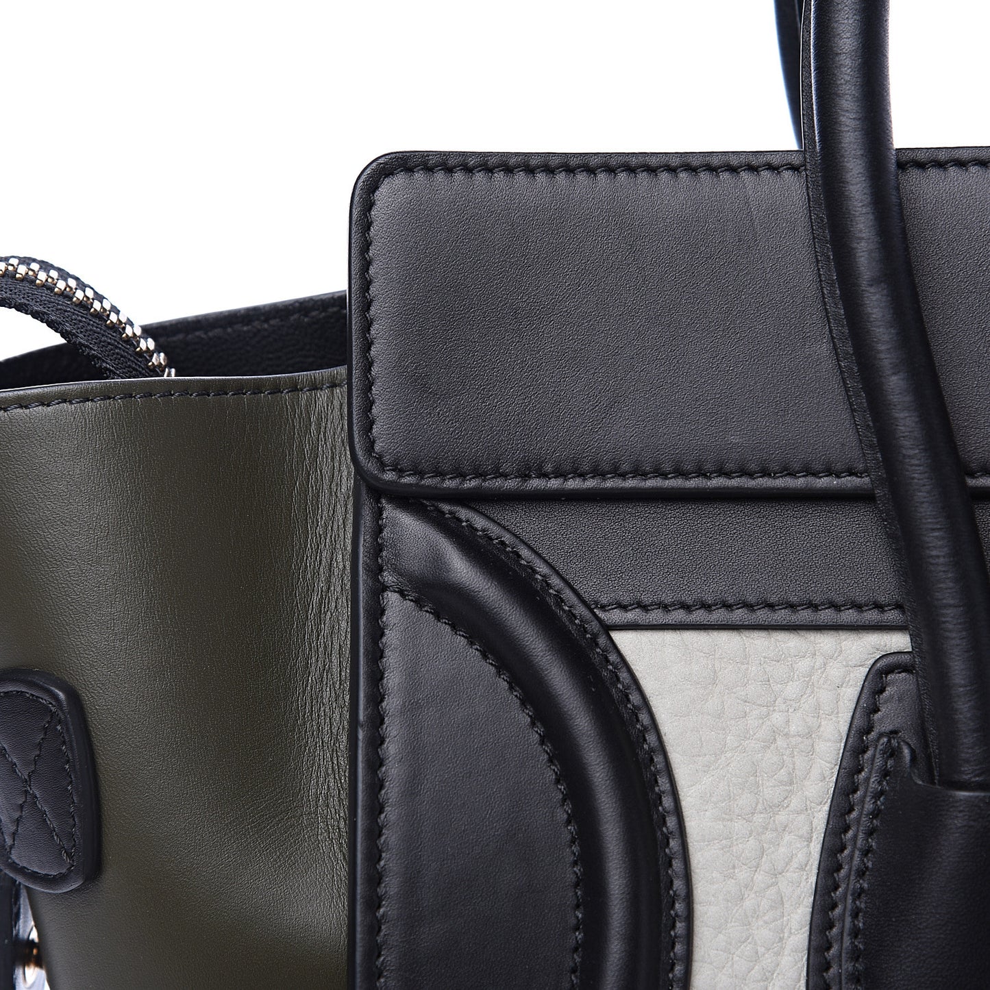 Nubuck Smooth Calfskin Micro Tri-Color Luggage Olive