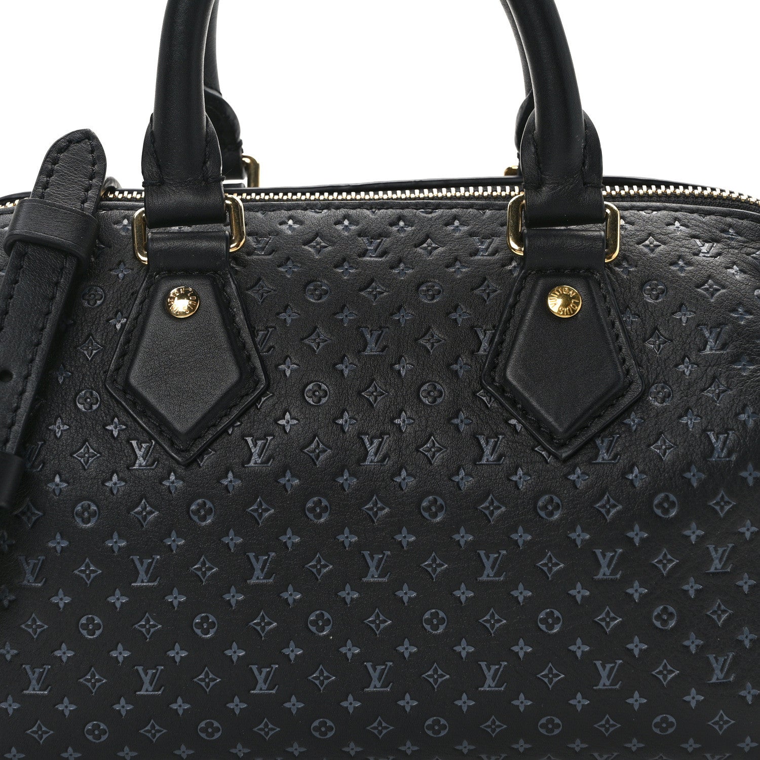 Louis Vuitton Calfskin Nanogram Embossed Speedy 20 Black 8 of 14