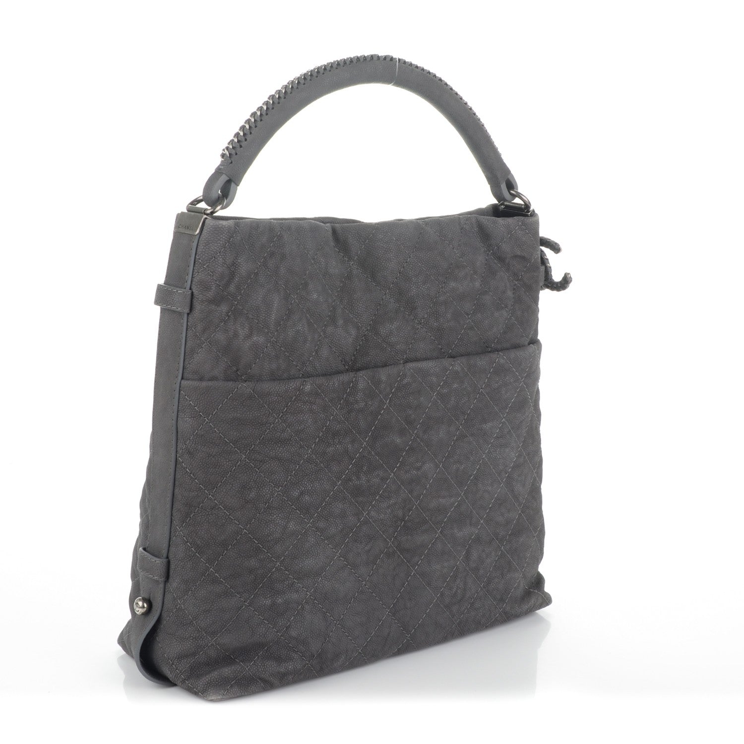 Chanel Iridescent Caviar Quilted Boy Handle Hobo Dark Grey 3 of 7
