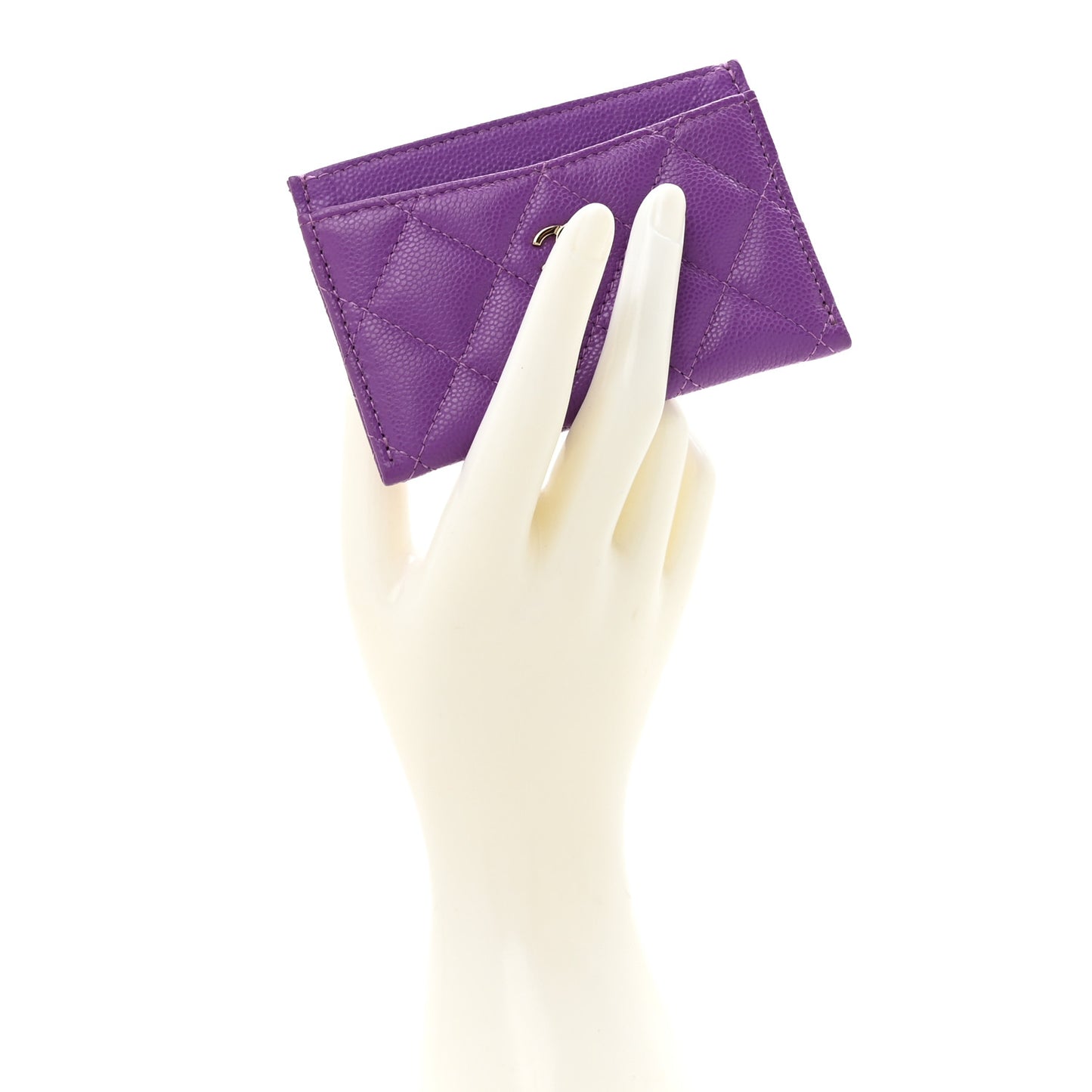 Caviar Quilted Card Holder Purple