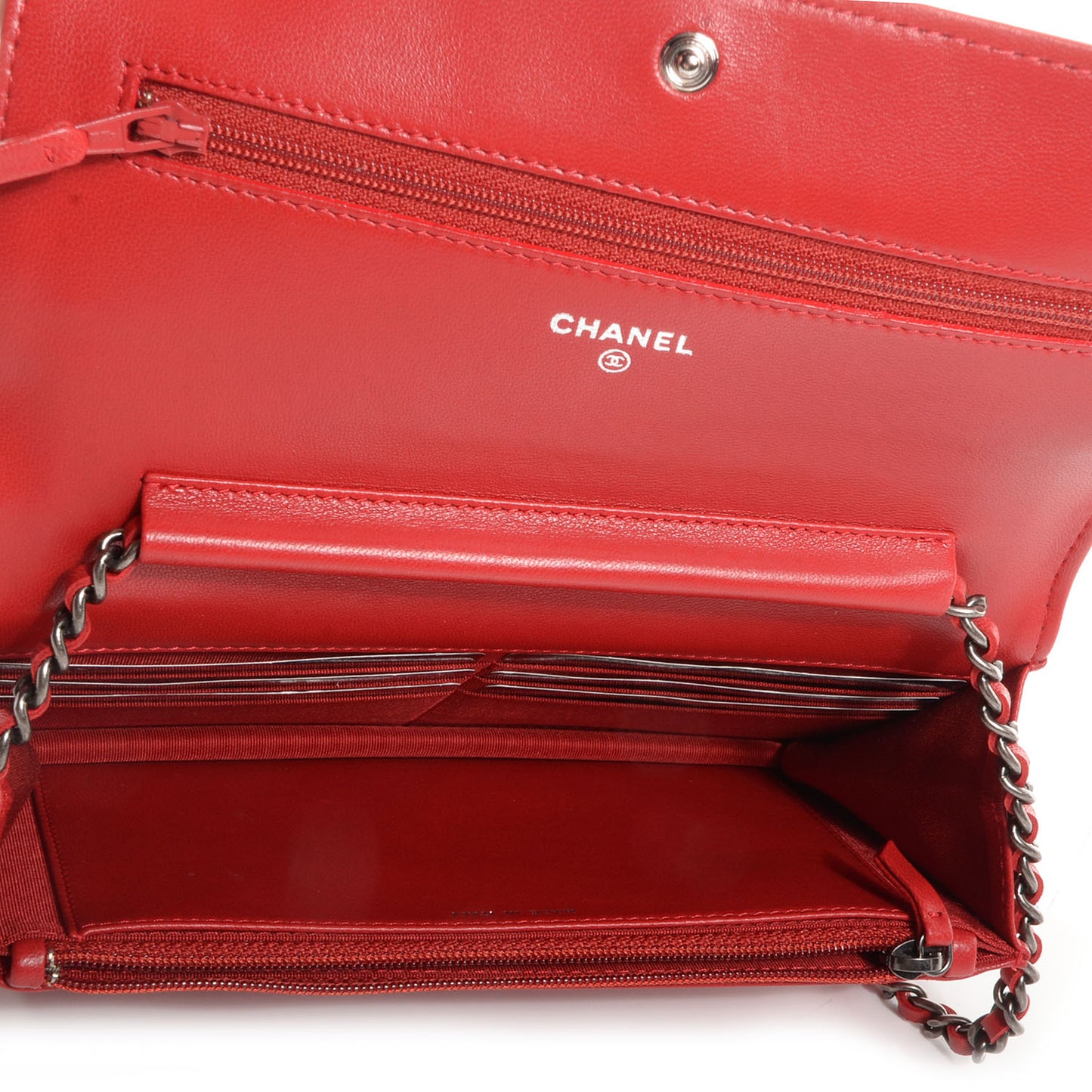 Lambskin Quilted Boy Wallet On Chain WOC Red