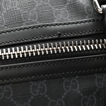 Gucci Soft GG Supreme Monogram Appia Calfskin Web Large Carry On Duffle Bag Black Grey 11 of 11