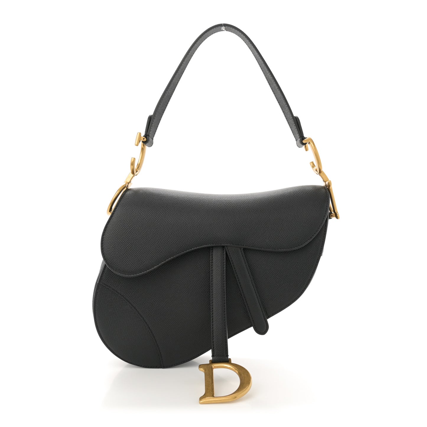 Grained Calfskin Saddle Bag Black
