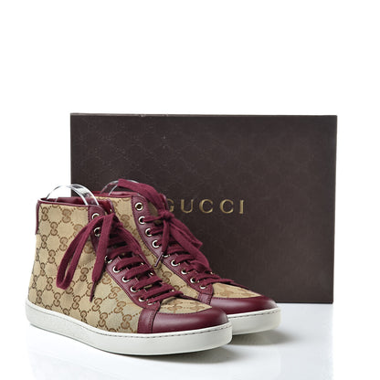 Gucci Monogram Miro Soft Calfskin Womens High Top Sneakers 39.5 Beige Ruby 9 of 9