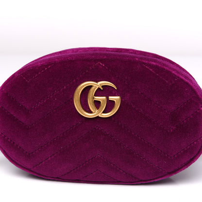 Gucci Velvet Matelasse GG Marmont Belt Bag 95 38 Fuchsia Violet Cyclamen 9 of 9