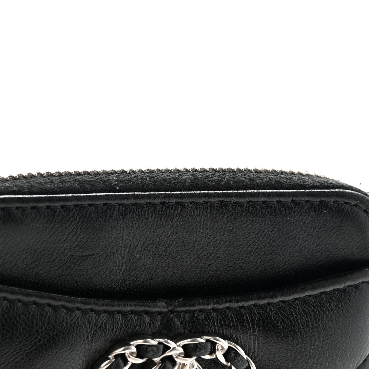 Lambskin Quilted Chanel 19 Zip Card Holder Wallet Black
