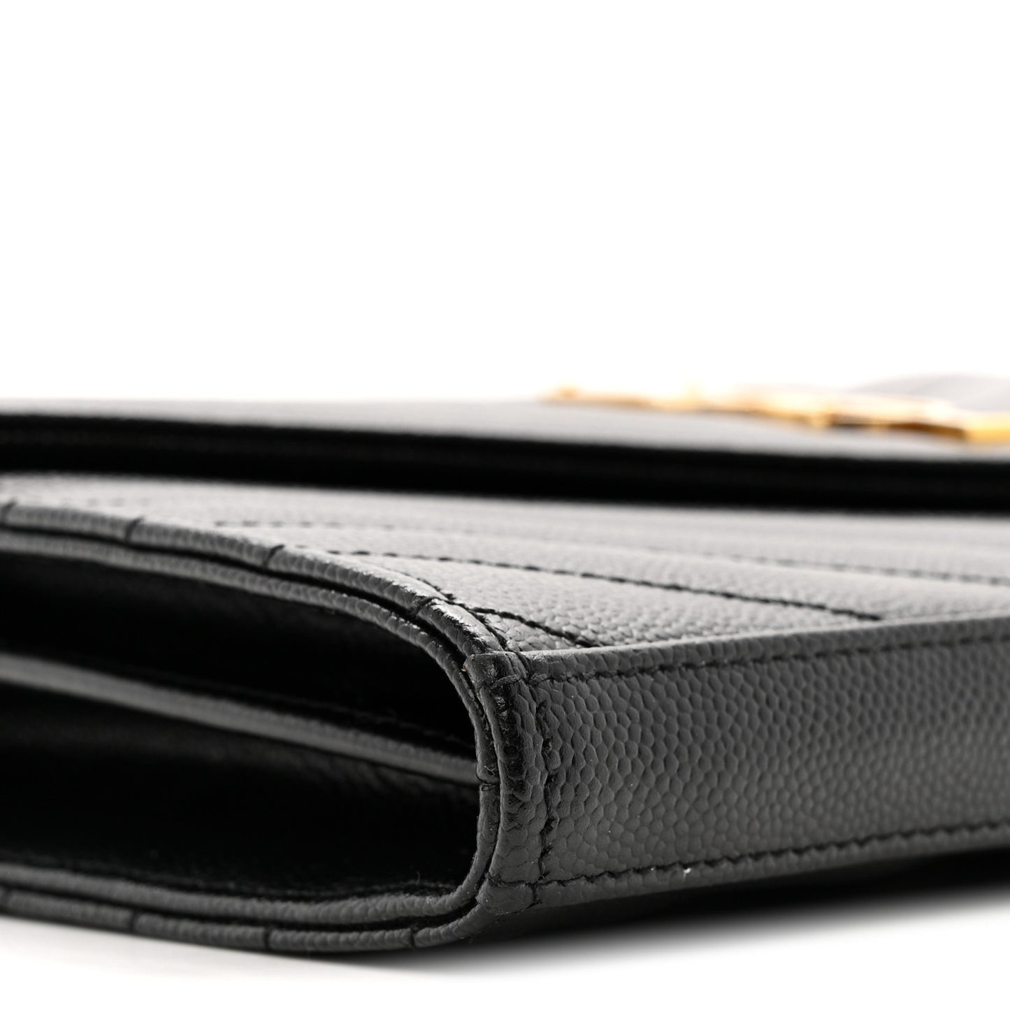Grain De Poudre Matelasse Chevron Monogram Chain Wallet Black Black