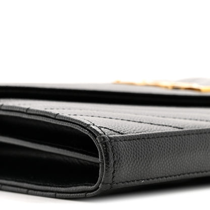 Saint Laurent Grain De Poudre Matelasse Chevron Monogram Chain Wallet Black Black 8 of 12