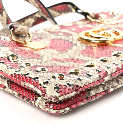 Gucci Snakeskin Large Arli Top Handle Bag Pink Beige 10 of 11
