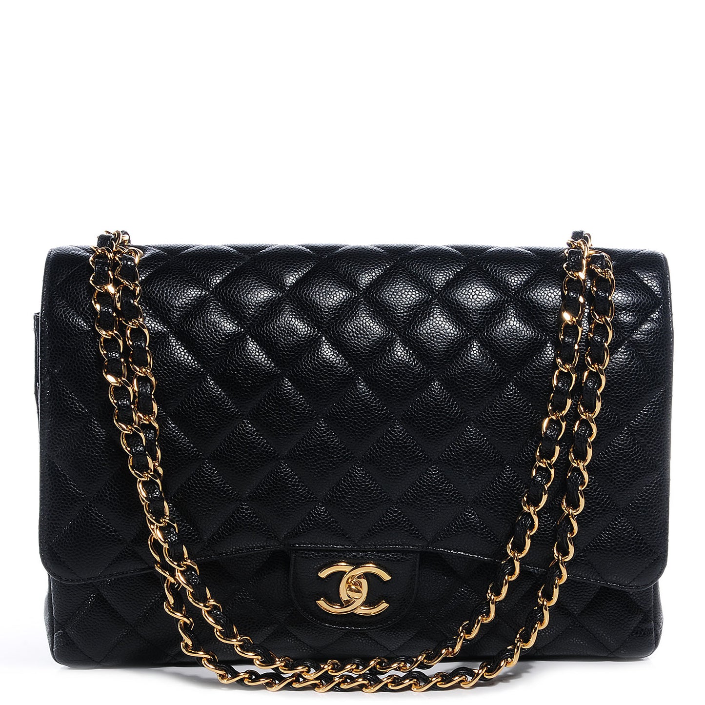 Caviar Quilted Maxi Double Flap Black