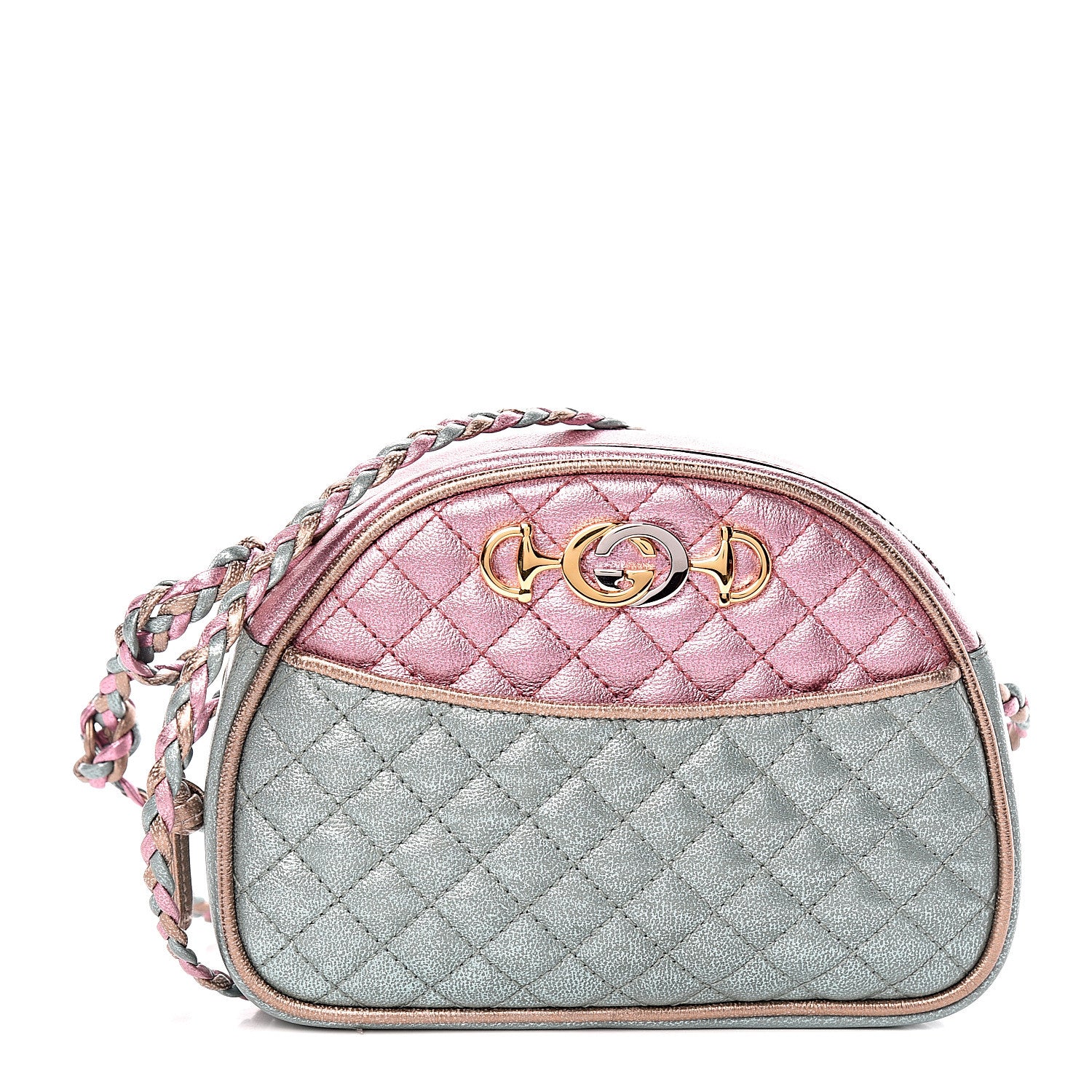 Gucci Laminated Nappa Trapuntata Mini Zumi Dome Shoulder Bag Rosa Lago Rame 1 of 10