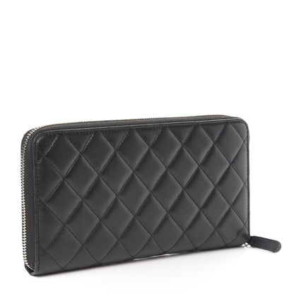 Chanel Lambskin Quilted Large Zip Around Organizer Wallet Black 3 of 11