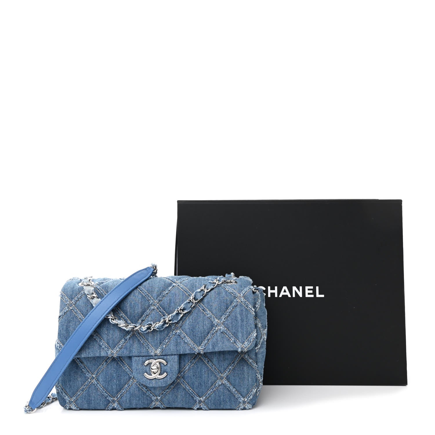 Chanel Denim Quilted Medium Distressed Single Flap Blue 11 of 11