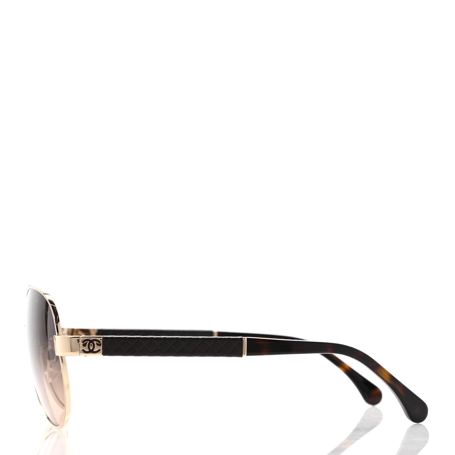 Lambskin Quilted CC Aviator Sunglasses 4195-Q Brown Gold