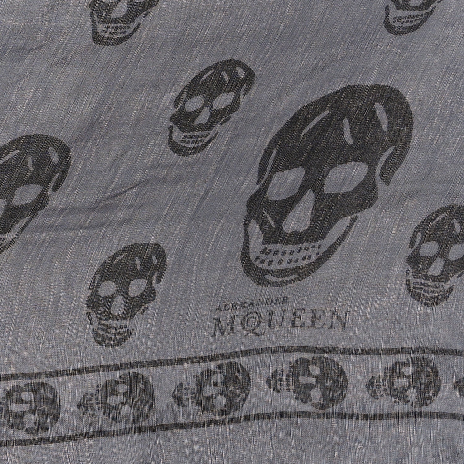 Alexander McQueen Silk Chiffon Skull Scarf Black Grey 2 of 3