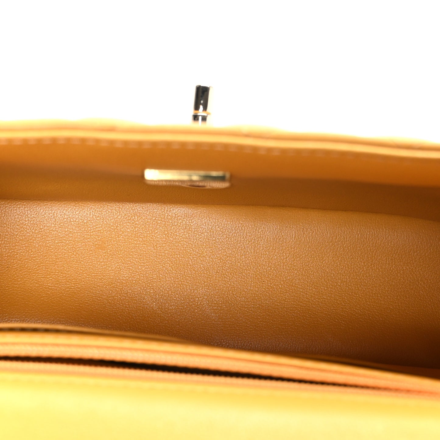 Lambskin Quilted Mini Top Handle Rectangular Flap Yellow
