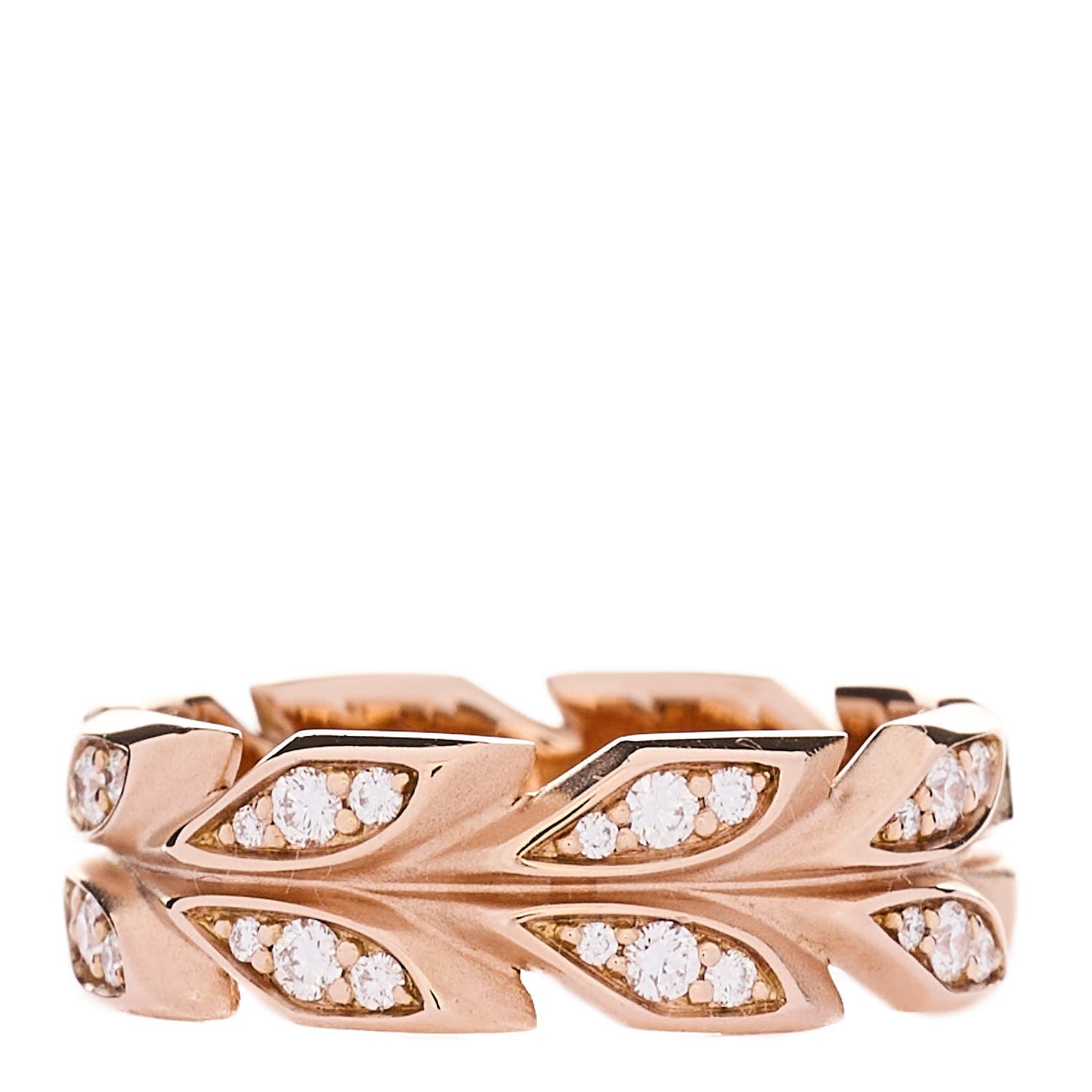 18K Rose Gold Diamond Victoria Vine Band Ring 49 5