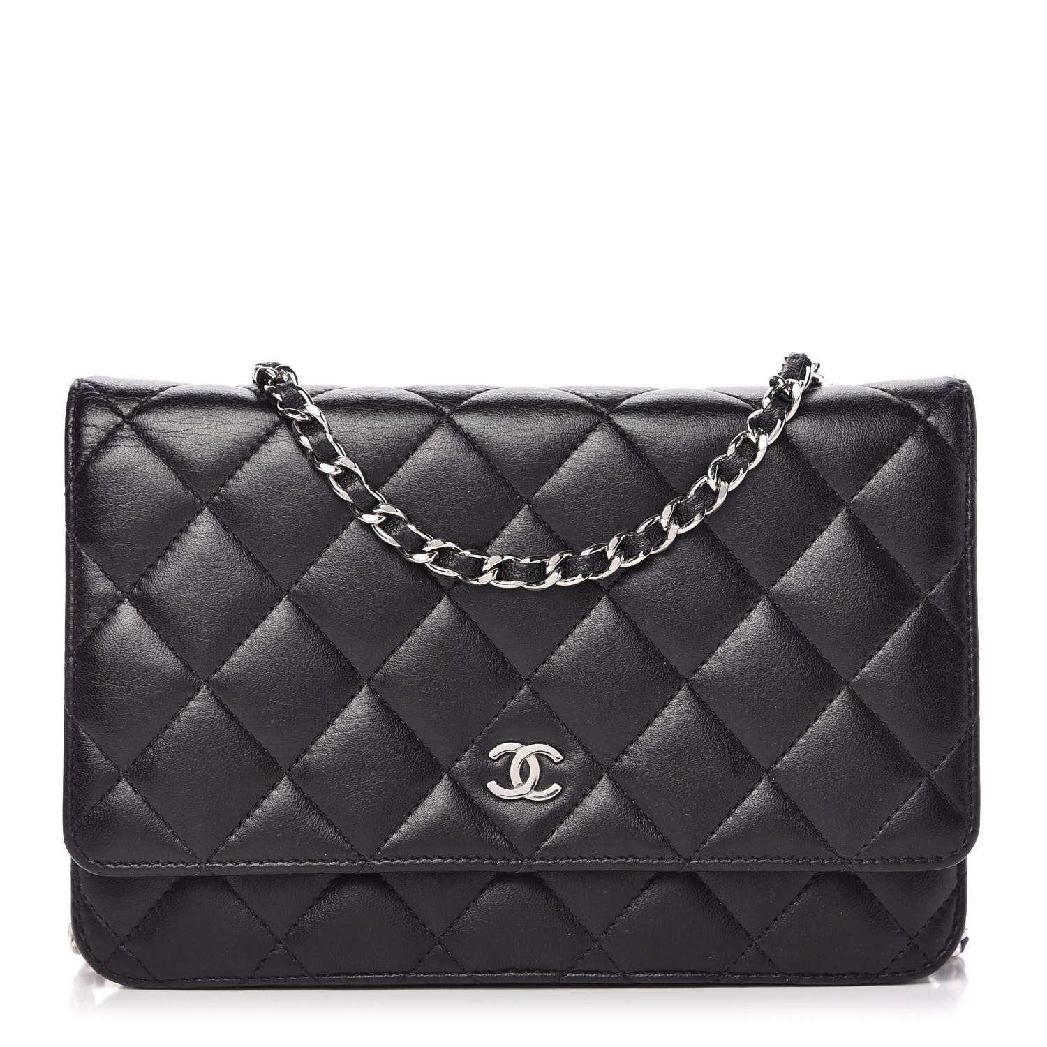 Chanel Lambskin Quilted Wallet On Chain WOC Black 1 of 11