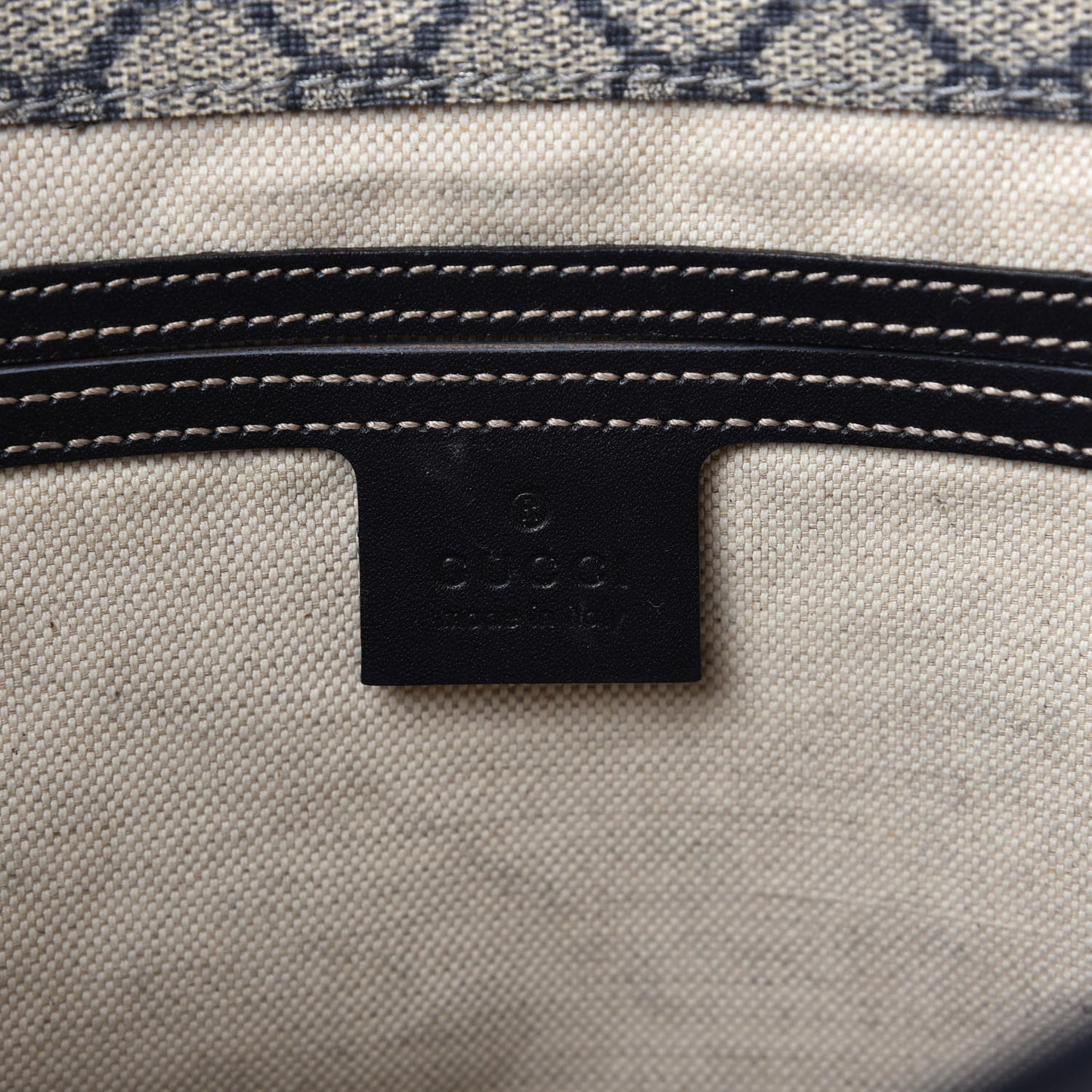 GG Plus Monogram Medium Double Buckle Flap Messenger Bag Beige Navy