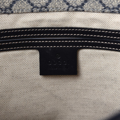 Gucci GG Plus Monogram Medium Double Buckle Flap Messenger Bag Beige Navy 8 of 10