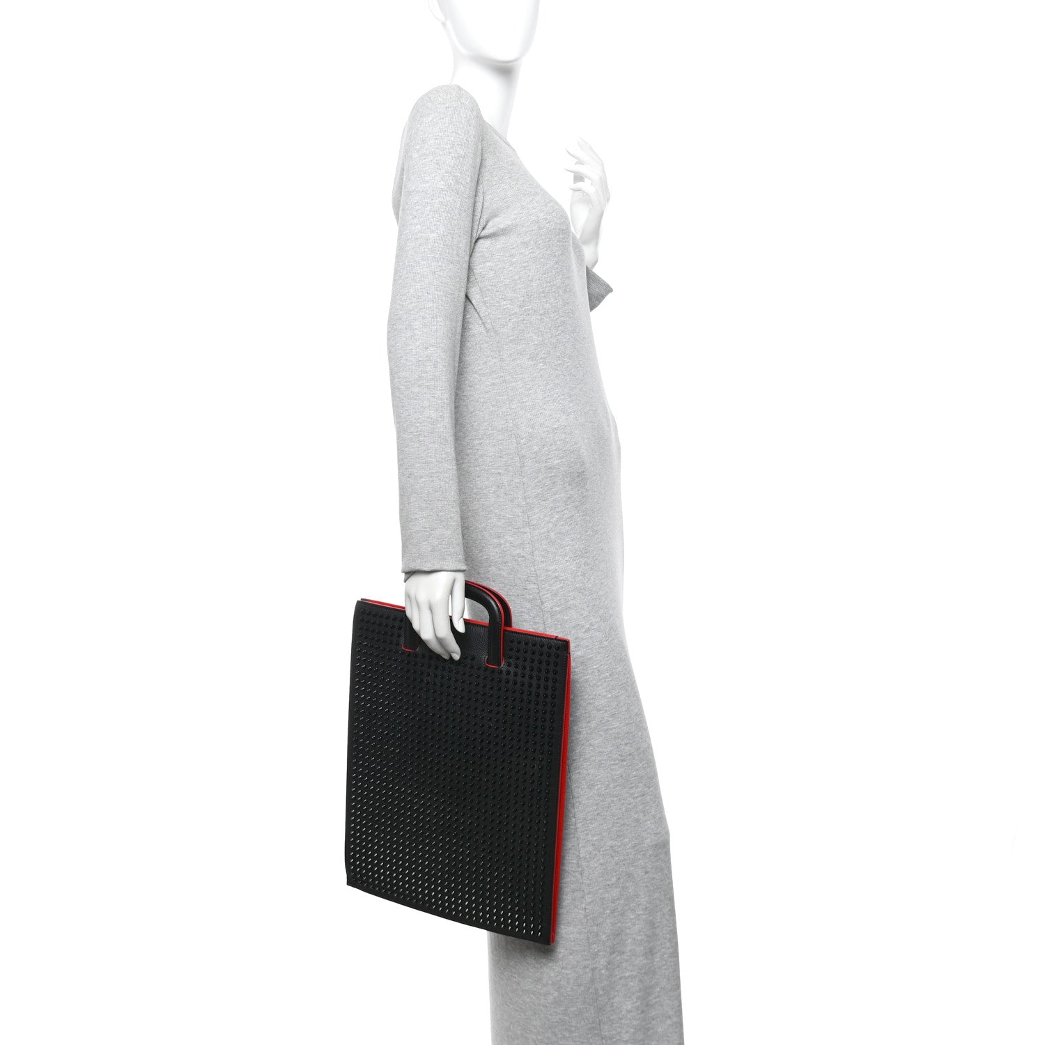 Christian Louboutin Calfskin Spiked Large Trictrac Portfolio Bag