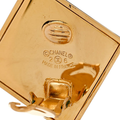 Chanel Metal CC Square Clip On Earrings Black Gold 4 of 4