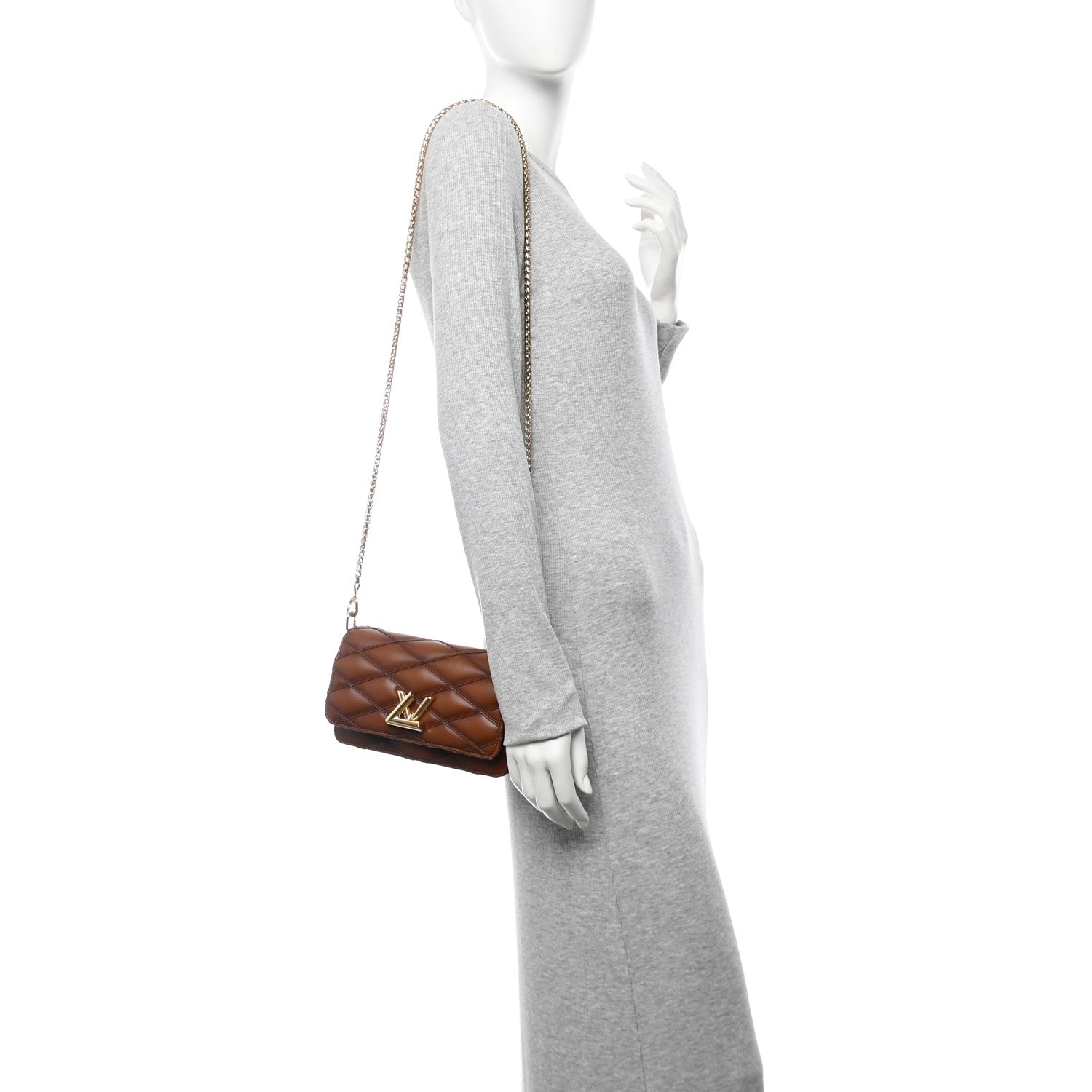 Louis Vuitton Lambskin Malletage Wallet On Chain GO-14 Tan 2 of 9