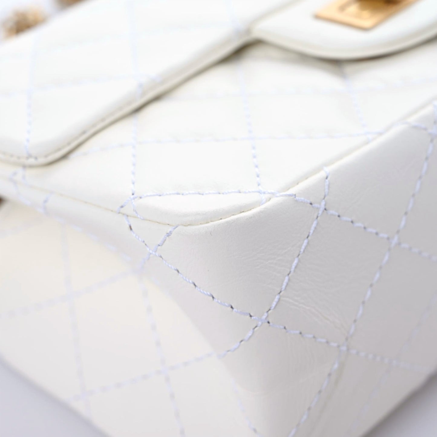 Aged Calfskin Quilted 2.55 Reissue Mini Flap White