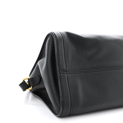 Alexander McQueen Pebbled Calfskin Small Skull Padlock Zip Around Tote Black 10 of 14