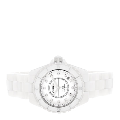 Chanel Stainless Steel Ceramic Diamond 38mm J12 Automatic Watch White 2 of 5