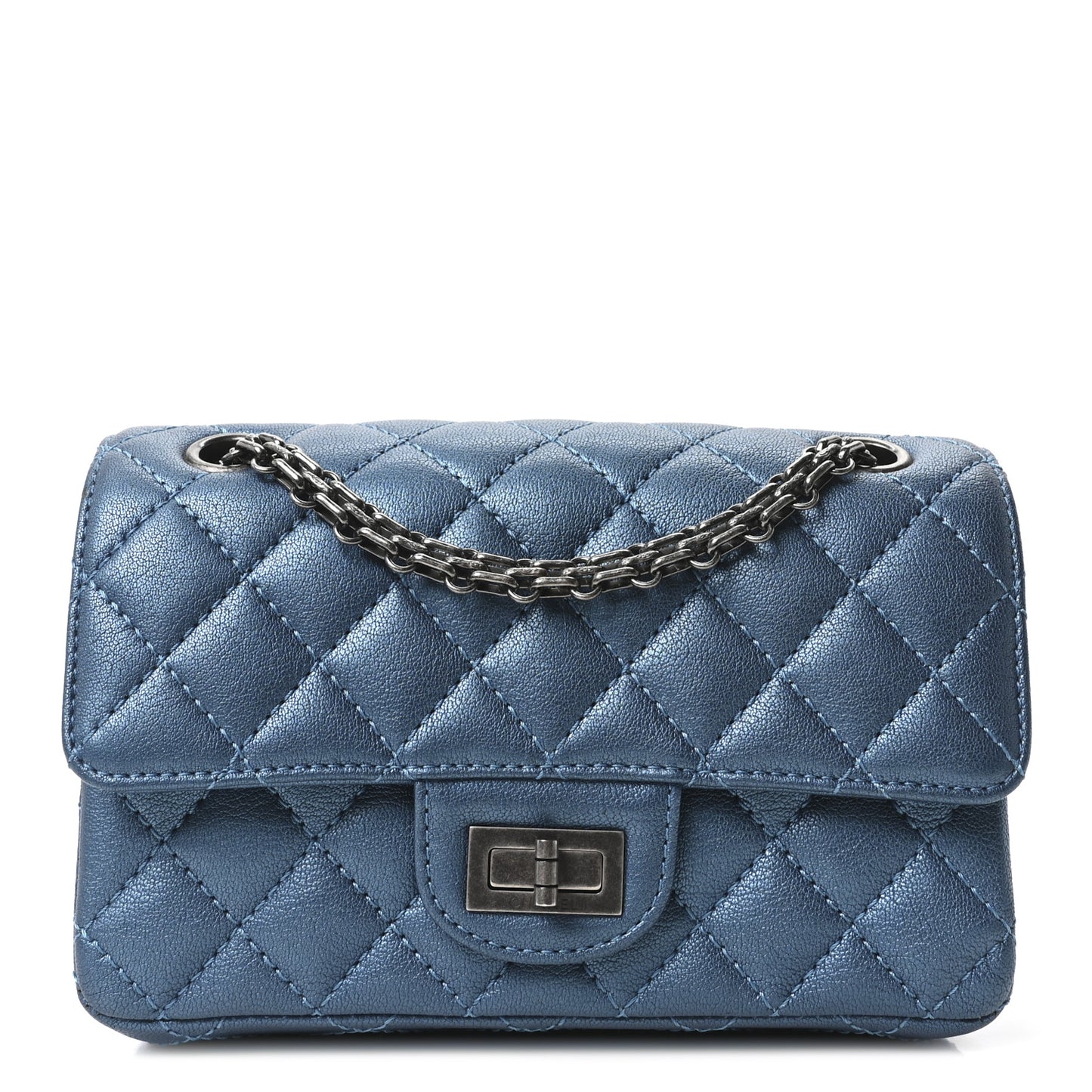 Metallic Sheepskin Quilted 2.55 Reissue Mini Flap Blue